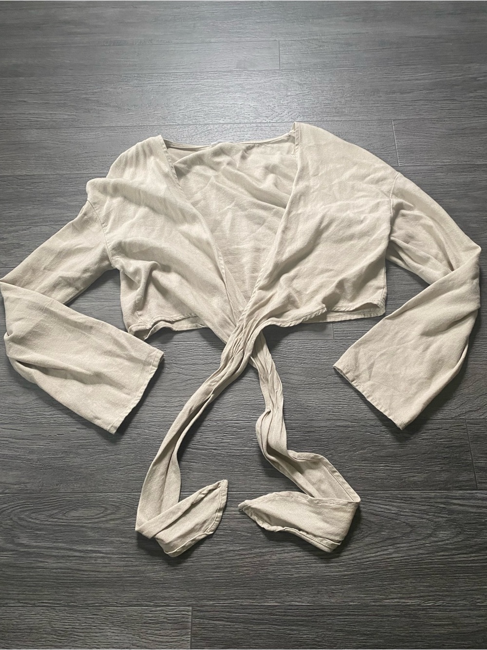Ardenes Tie-Front Crop Top Light Beige